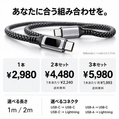 見える充電ケーブル｜電力ディスプレイ搭載