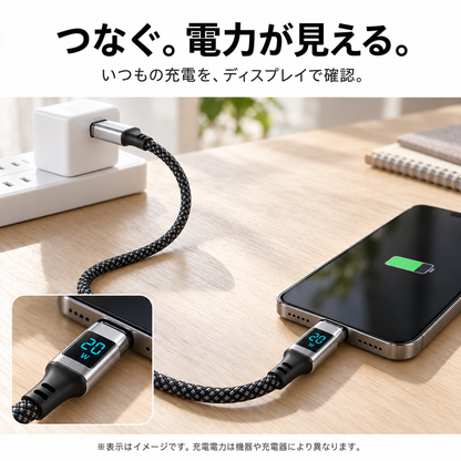 見える充電ケーブル｜電力ディスプレイ搭載