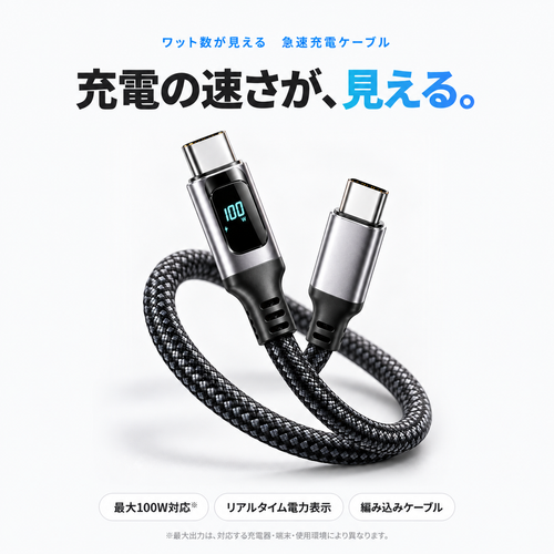 見える充電ケーブル｜電力ディスプレイ搭載