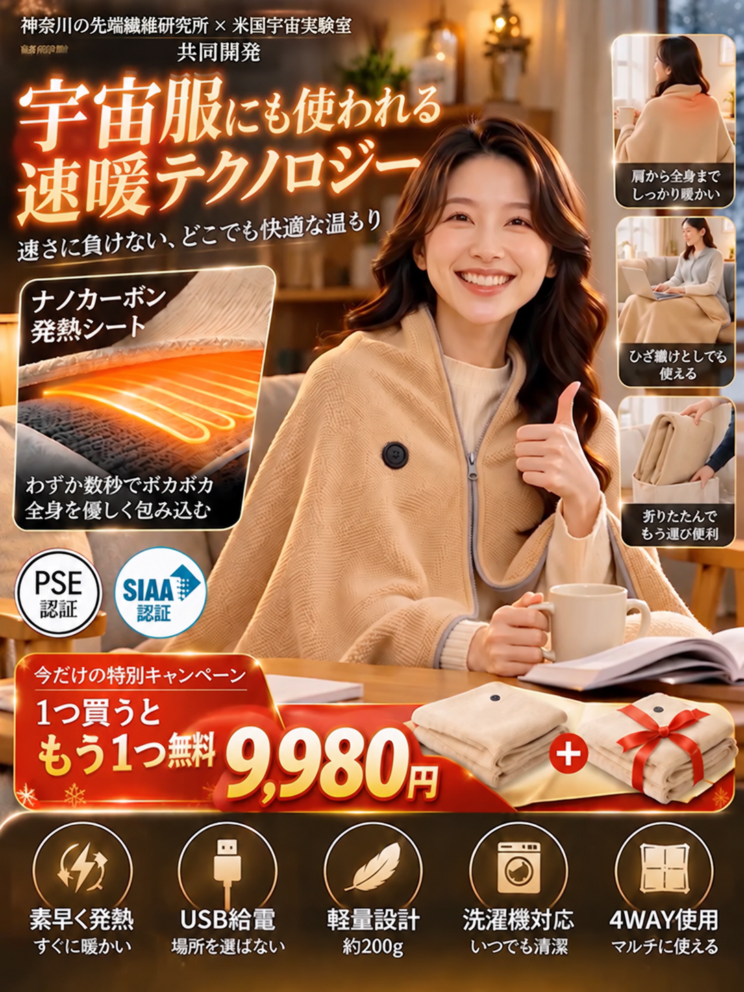 ぬくもり日和｜USBあったかショール